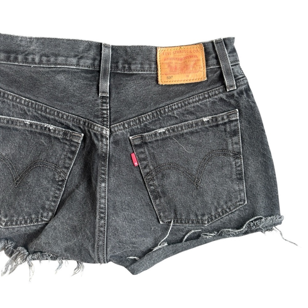 Levi's Black Distressed Cutoff Shorts high Rise Frayed Hem Vintage Wash